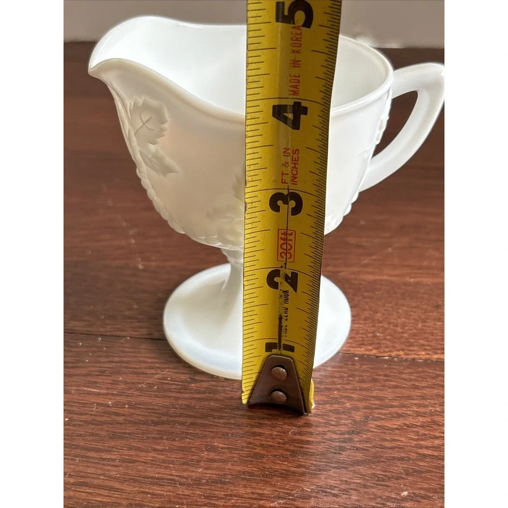 Vintage Indiana Colony‎ Harvest Milk Glass Footed Creamer Grapes & Leaves